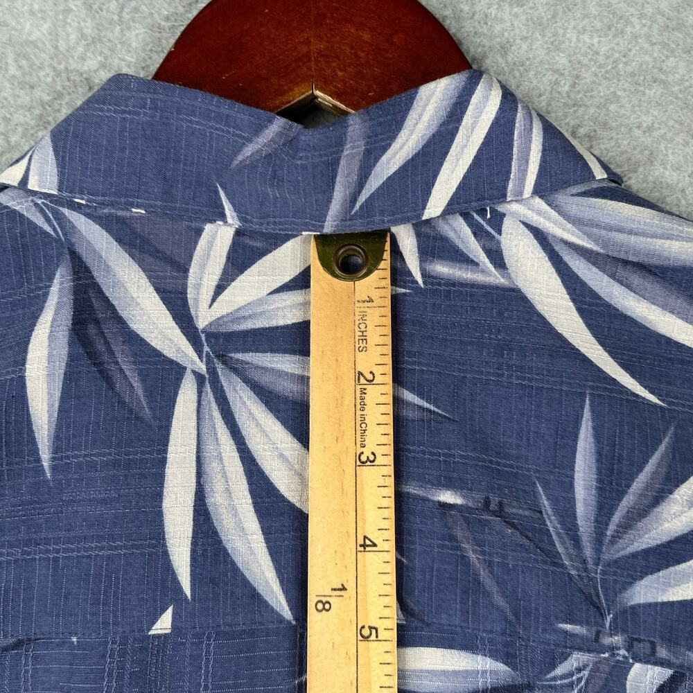 Jamaica Jaxx Hawaiian Print Silk Shirt Deep Blue Button Up Short Sleeve Mens XXL - Picture 8 of 9